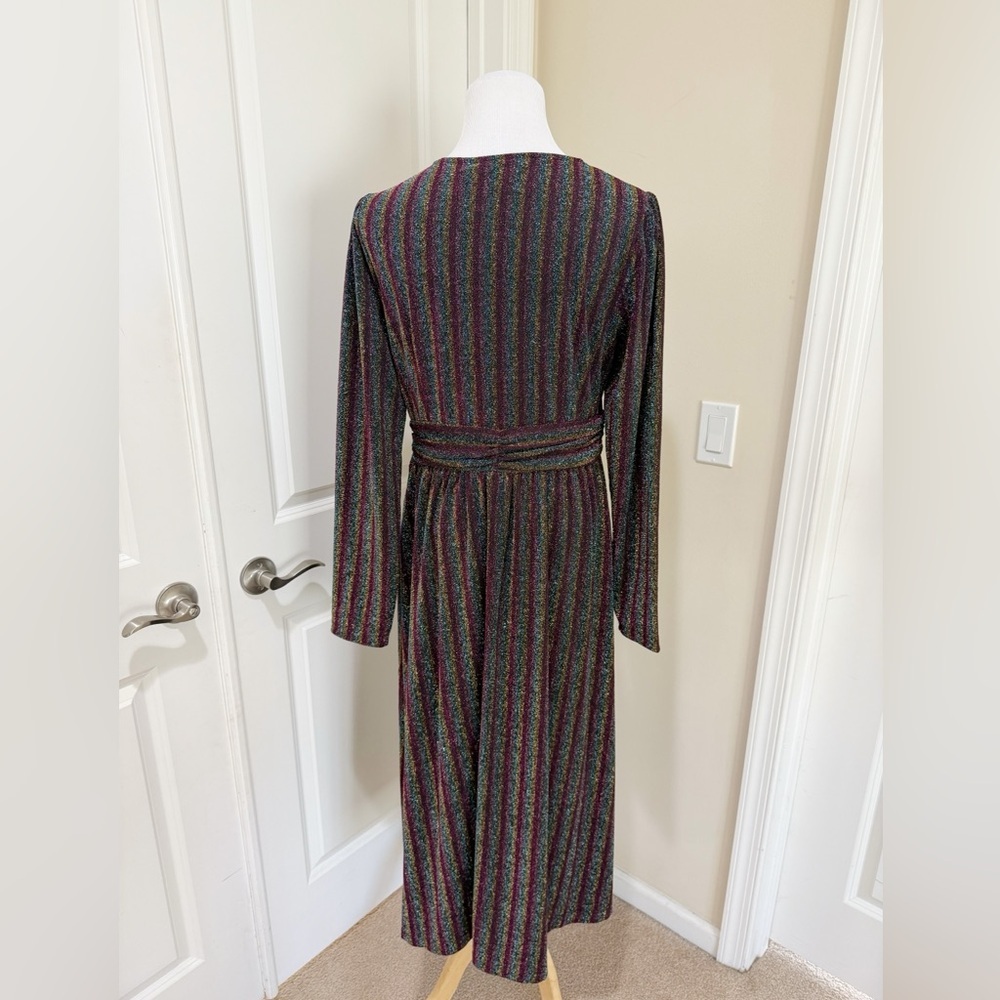 NWT Boden Metallic Burgundy Multi Stripe Long Sleeve Sweater Dress Size 10R - Picture 6 of 9
